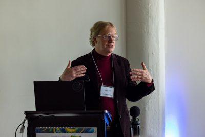 April 11th, 2024-Ben Knapp, Executive Director of ICAT, at the Creativity, Empathy and AI: A National Summit on the Human-AI Creative Partnership. (photo by Craig Newcomb/Virginia Tech)